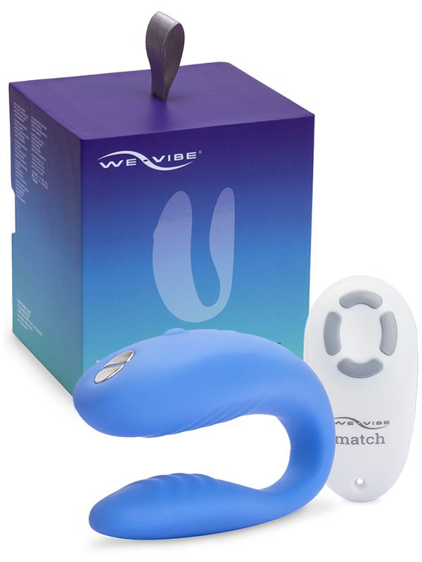 Премиальный вибратор для пар We-Vibe Match – синий: 10 режимов работы, медицинский силикон