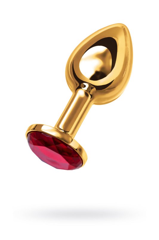 Изящная анальная пробка TOYFA с кристаллом цвета рубина - золотистый с красным