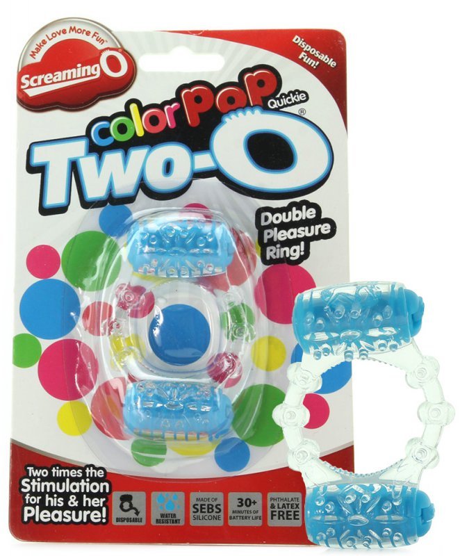 Screaming O Эрекционное кольцо ColorPop Quickie Two-O с двойной стимуляцией – синий
