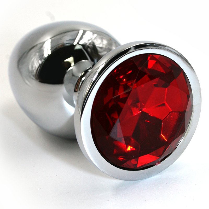 Kanikule Средняя алюминиевая анальная пробка Kanikule Medium с кристаллом – серебристый с красным
