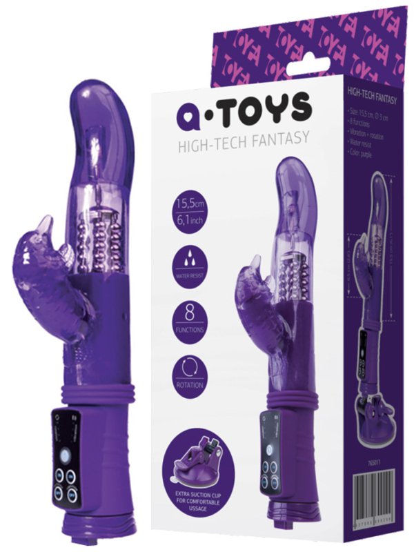 Toyfa Вибратор-ротатор с клиторальным стимулятором дельфинчиком TOYFA A-Toys – фиолетовый