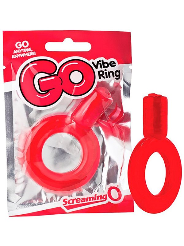 Screaming O Упругое виброкольцо на пенис Screaming O - Go Vibe Ring одноразовое – красный
