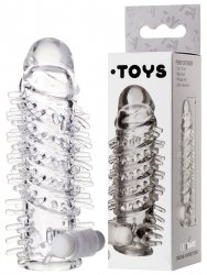 Увеличивающая насадка на пенис TOYFA A-Toys с вибрацией – прозрачный