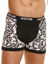 Мужские хлопковые боксеры Hustler с черепами – черный с белым, XL