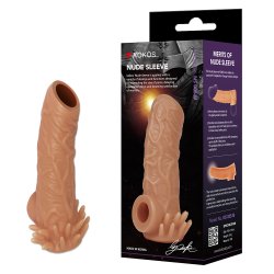 Реалистичная насадка на пенис с открытой головкой, усиками и подхватом мошонки, Kokos, размер M