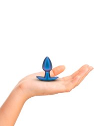 Гладкая анальная пробка Shots toys, 6,5 см, силикон, синий металлик