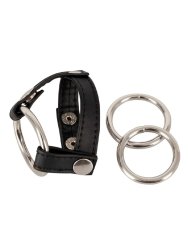 Подхват на мошонку Leder-Riemen, с 3мя съемными эрекционными кольцами, металл и кожа