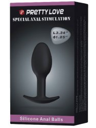 Анальная пробка Pretty Love, со смещённым центром тяжести, 8 см, силикон, черный