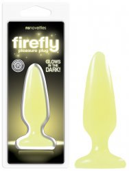 Маленькая анальная пробка Firefly Pleasure Plug - Small светящаяся в темноте – желтый