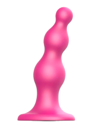 Гибкий фаллоимитатор Strap-On-Me Dildo Plug Beads Framboise, 15 см, 3 утолщения, розовый металлик