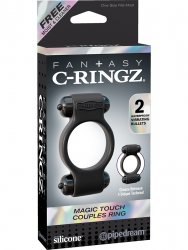 Эрекционное кольцо Magic Touch Couples Ring с 2-мя виброэлементами – черный