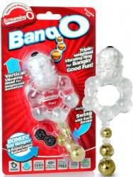 Эрекционное виброкольцо Screaming O - Bang O с тремя шариками – прозрачный