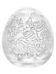 Компактный мастурбатор-яйцо Tenga Keith Haring Easy Beat Party, 6,1 см, ТПЭ, белый 