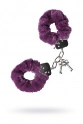 Металлические наручники с мехом TOYFA - фиолетовый