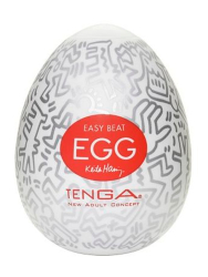 Компактный мастурбатор-яйцо Tenga Keith Haring Easy Beat Party, 6,1 см, ТПЭ, белый 
