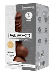 Реалистичный фаллоимитатор SILEXD Model 3, с мошонкой, 17,5 см, коричневый