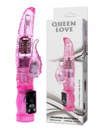 Вибромассажер-ротатор Queen Love со стимулятором клитора – розовый