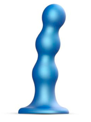 Гибкий фаллоимитатор Strap-On-Me Dildo Plug Balls, 13,8 см, 3 утолщения, синий металлик