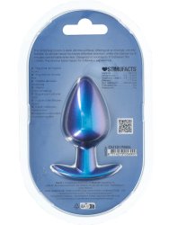 Гладкая анальная пробка Shots toys, 8,9 см, силикон, синий металлик