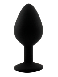 Средняя силиконовая анальная пробка Kanikule Medium с кристаллом – черный с голубым