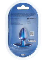 Гладкая анальная пробка Shots toys, 6,5 см, силикон, синий металлик
