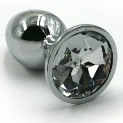 Средняя алюминиевая анальная пробка Kanikule Medium с кристаллом – серебристый с прозрачным