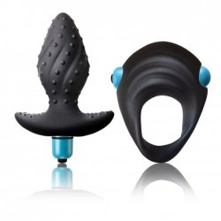Подарочный набор Rocks Off Ibex для мужчин: анальная пробка + 2 вибропули + эрекционное кольцо. 10 режимов вибрации/ABS-пластик, силикон