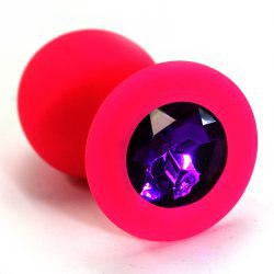Средняя силиконовая анальная пробка Kanikule Medium с кристаллом – розовый с фиолетовым