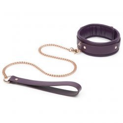 Стильный ошейник с металлической цепочкой Leather Collar & Lead - фиолетовый