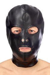 БДСМ-маска на лицо с отверстиями для глаз Fetish Tentation, черная