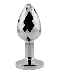 Алюминиевая текстурная анальная пробка с прозрачным кристаллом Small