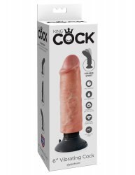 Гибкий вибратор-реалистик 6 Vibrating Cock с присоской – телесный