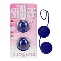 Пластиковые вагинальные шарики Silky Duo Balls с нежным покрытием – фиолетовый