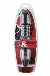 Стильный вибратор с сужением и рёбрышками TOYFA Black&Red – чёрный