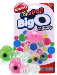 Прозрачное эрекционное кольцо ColorPop Big O с цветным виброэлементом