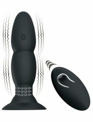 Анальная пробка Pretty Love, 14 см, 4 режима, с ротацией, с пультом Д/У, черный