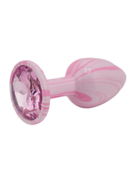 Анальная пробка Kanikule, с ограничителем в форме кристалла, размер S, светло-розовая