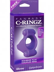 Эрекционное кольцо Squeeze Play Couples Ring с 2-мя виброэлементами – фиолетовый
