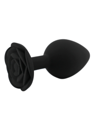 Анальная пробка Kanikule, с ограничителем в форме розочки, размер M, черная