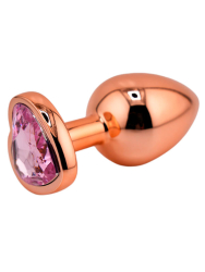 Алюминиевая анальная пробка Kanikule Pink Heart с розовым кристаллом в форме сердца, 8,4 см х 4 см, розовое золото, Large