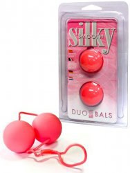 Пластиковые вагинальные шарики Silky Duo Balls с нежным покрытием – розовый
