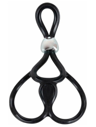 Эрекционное лассо Triple Ball- und Cockring, с подхватом мошонки, 13 см, силикон, черный