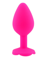 Анальная пробка Kanikule, с ограничителем в форме розочки, размер M, розовая