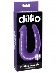 Яркий двухсторонний фаллоимитатор U-образный Dillio Double Trouble – фиолетовый