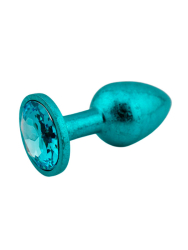 Голубая алюминиевая анальная пробка с кристаллом Small