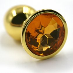 Средняя алюминиевая анальная пробка Kanikule Medium с кристаллом – золотистый с желтым