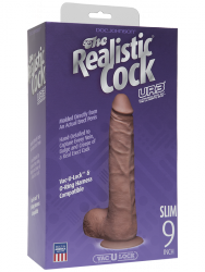 Фаллоимитатор реалистик Realistic Cock UR3 9” Slim с мошонкой – коричневый