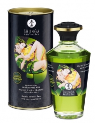 Съедобное разогревающее массажное масло Shunga Afrodisiac «Экзотический зеленый чай» - 100 мл