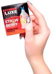 Стимулирующий презерватив Luxe Extreme Медвежий Капкан, 18,см, клубника, 1 шт.