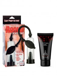 Набор для увеличения пениса: Вакуумная помпа Rookie Penis Pump и Специальный интимный гель для мужчин Titan Gel TANTRA - 50 мл.